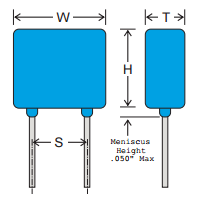 Commercial Switch-Mode Radial Leaded Capacitors Diagram