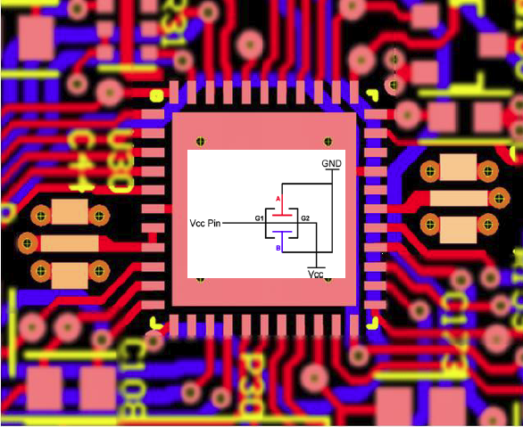 5-vias removing via between the IC pin and EMI