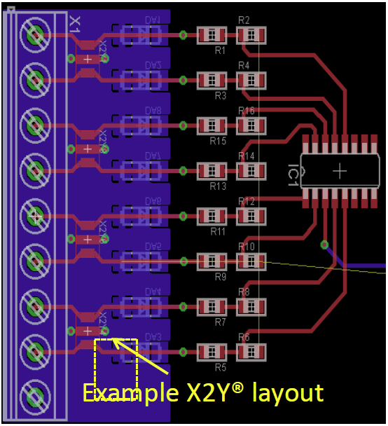 PCB pad example EMI layout